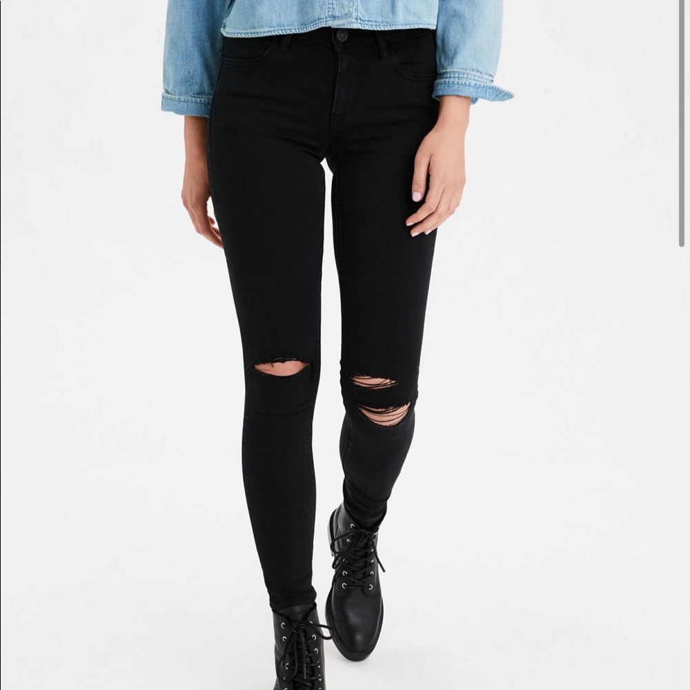 Black Ripped American Eagle Ne(X)t Level Jeggings